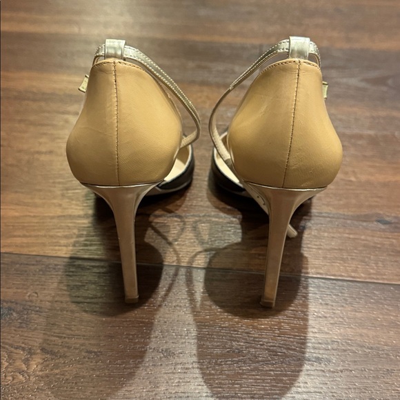 Nine West Women's Black and Tan with Silver Heel & Ankle Strap Shoes. - Picture 4 of 10